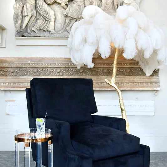 White Ostrich Feather Floor Lamp