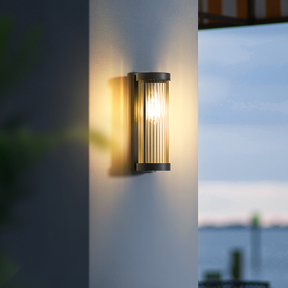 Solar Powered Wall Lamp with Metal and Glass Body