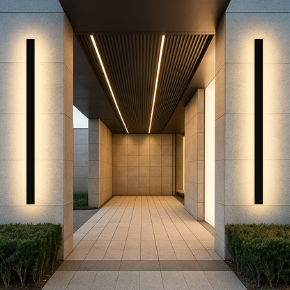 Linear Black Minimalist Dimmable Led Outdoor Wall Light IP65