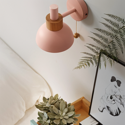 Scandinavian Style Wooden Wall Lamp in Pastel Colors
