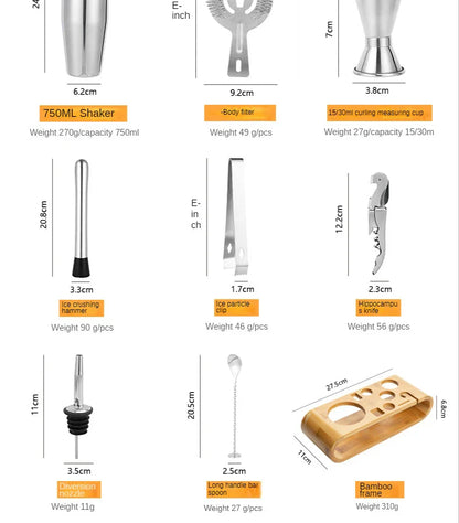 Elara Elite Cocktail Set – Luxury Metallic Bar Kit Essentials