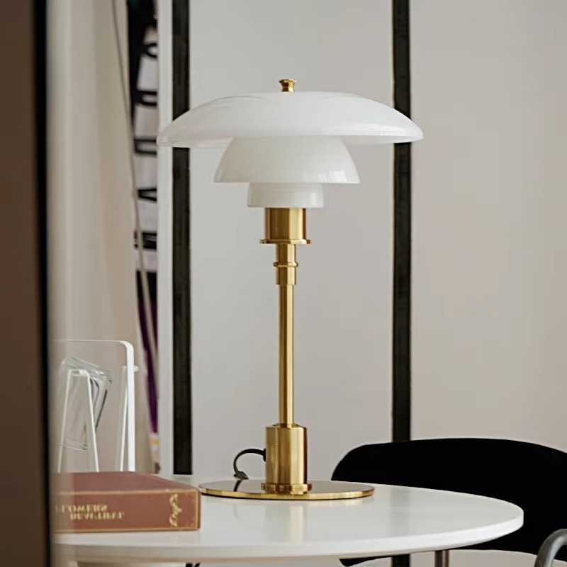 Amber Glass Table Lamp with Scandinavian Style