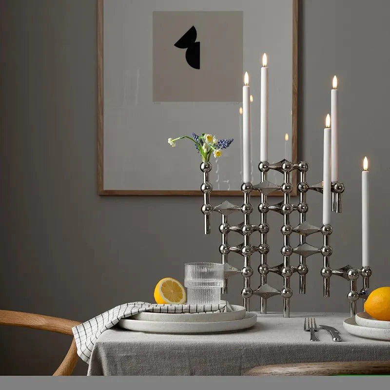 Metal Candle Holder with Molecular Design