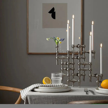 Metal Candle Holder with Molecular Design