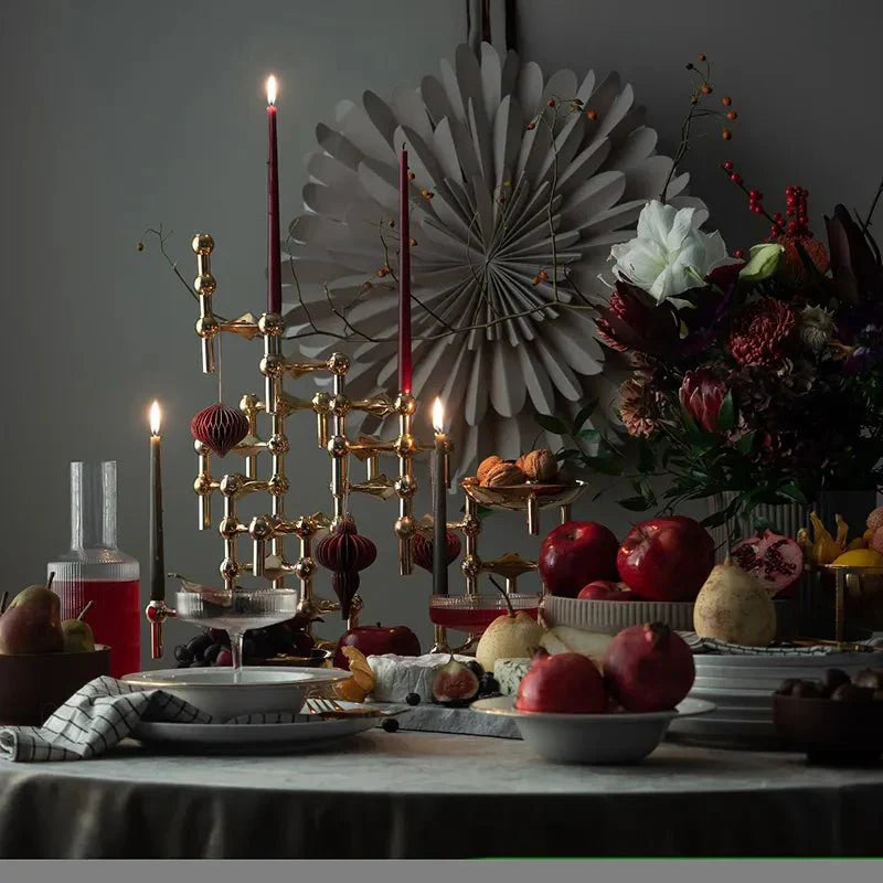 Metal Candle Holder with Molecular Design