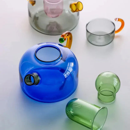 Heat-Resistant Contrasting Color Glass Teapot Set