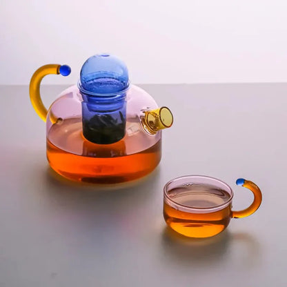 Heat-Resistant Contrasting Color Glass Teapot Set