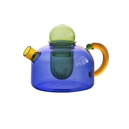 Heat-Resistant Contrasting Color Glass Teapot Set