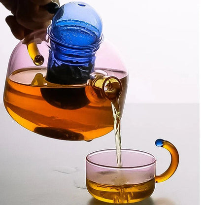 Heat-Resistant Contrasting Color Glass Teapot Set