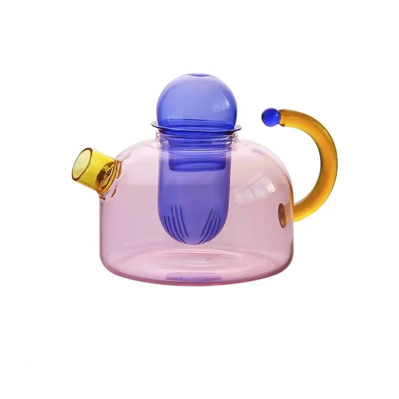 Heat-Resistant Contrasting Color Glass Teapot Set