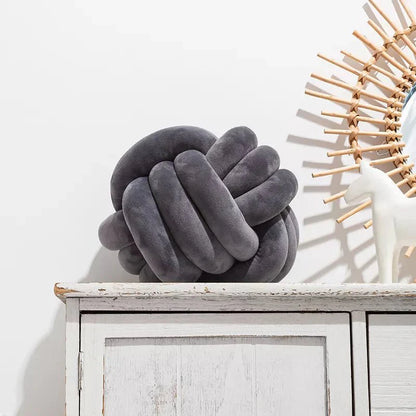 Decorative Knotted Suede-Effect Ball Cushion Pillow