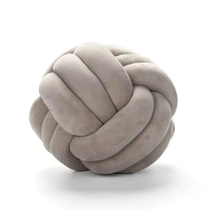 Decorative Knotted Suede-Effect Ball Cushion Pillow