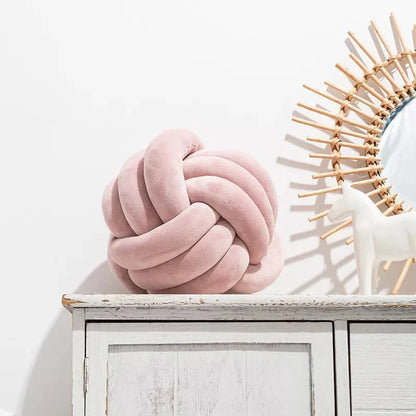 Decorative Knotted Suede-Effect Ball Cushion Pillow