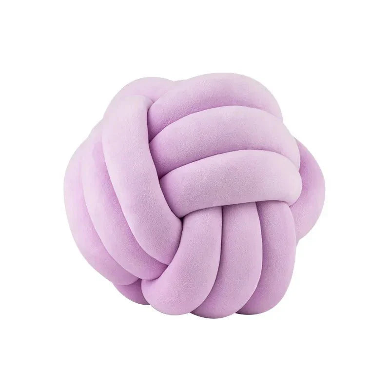 Decorative Knotted Suede-Effect Ball Cushion Pillow