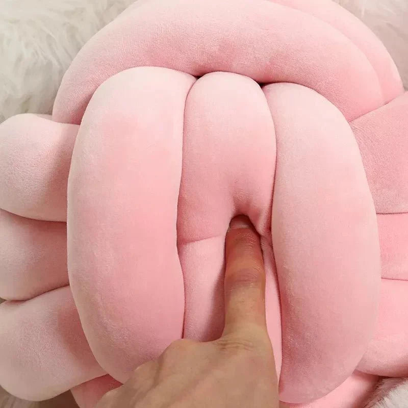 Decorative Knotted Suede-Effect Ball Cushion Pillow