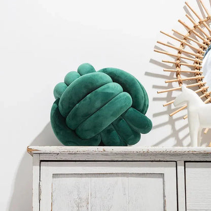 Decorative Knotted Suede-Effect Ball Cushion Pillow