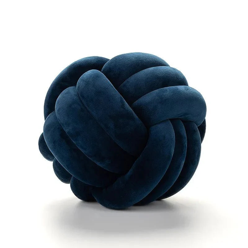 Decorative Knotted Suede-Effect Ball Cushion Pillow