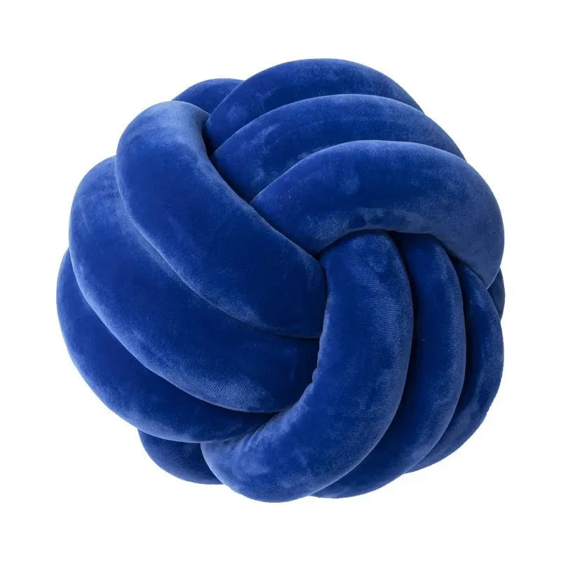 Decorative Knotted Suede-Effect Ball Cushion Pillow