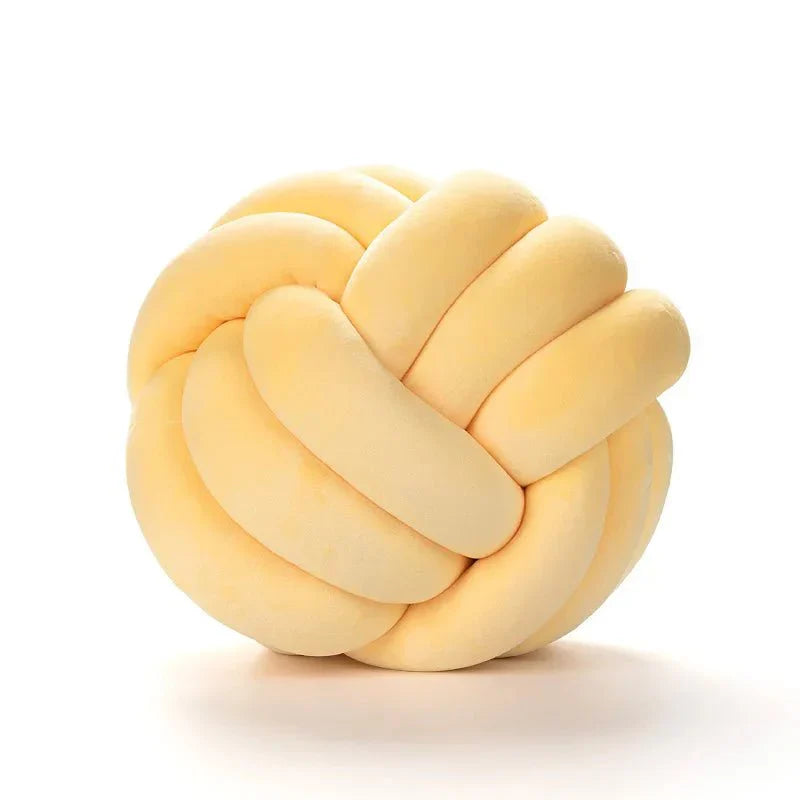 Decorative Knotted Suede-Effect Ball Cushion Pillow