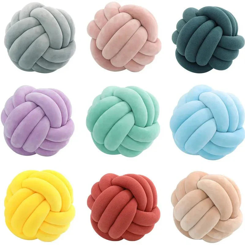 Decorative Knotted Suede-Effect Ball Cushion Pillow