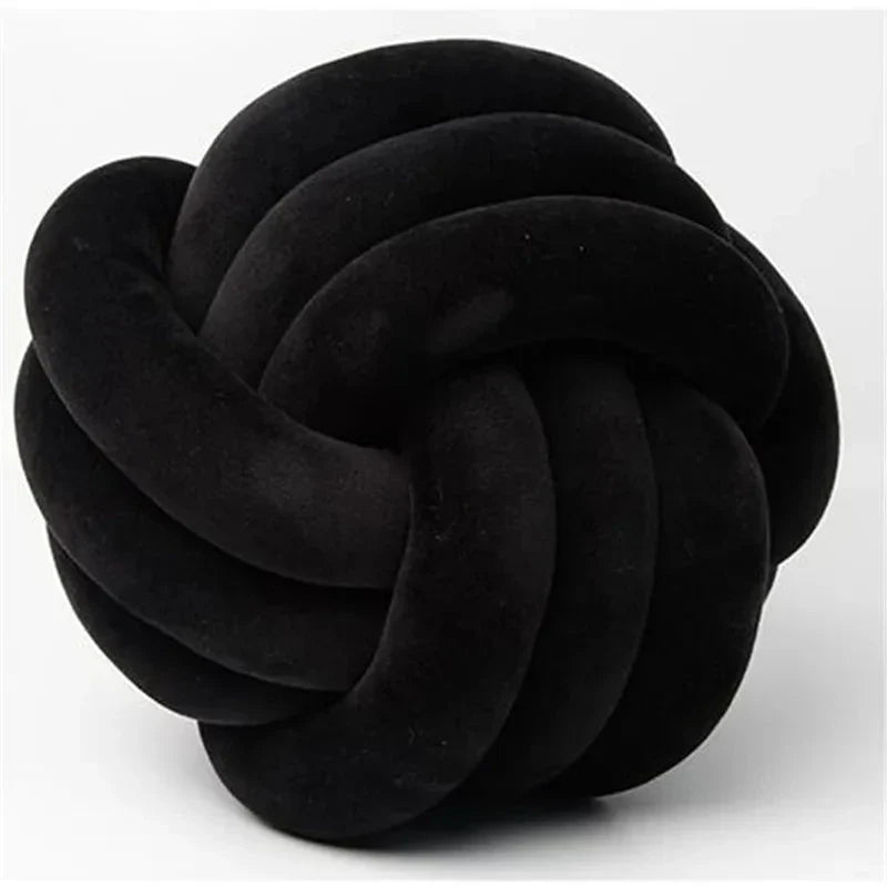 Decorative Knotted Suede-Effect Ball Cushion Pillow