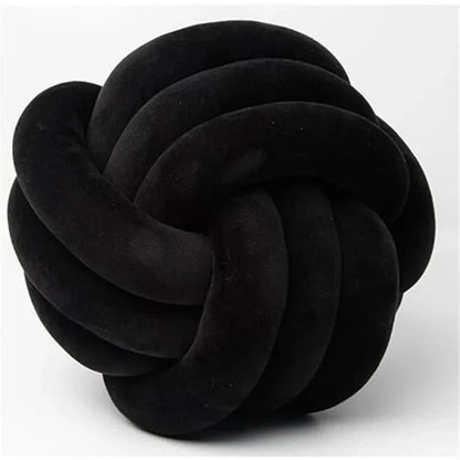 Decorative Knotted Suede-Effect Ball Cushion Pillow