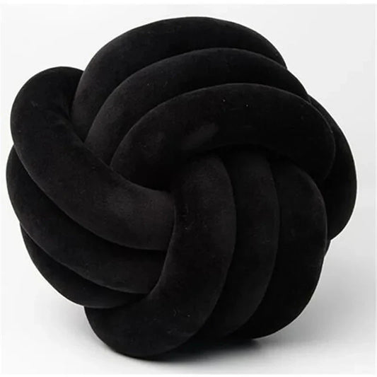Decorative Knotted Suede-Effect Ball Cushion Pillow
