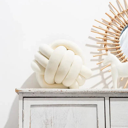 Decorative Knotted Suede-Effect Ball Cushion Pillow