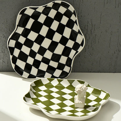 Nordic Ceramic Chequerboard Decorative Tray in Modern Design