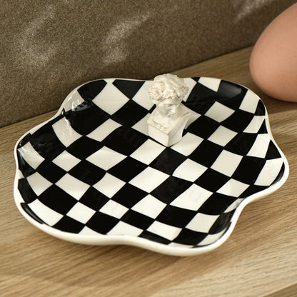 Nordic Ceramic Chequerboard Decorative Tray in Modern Design