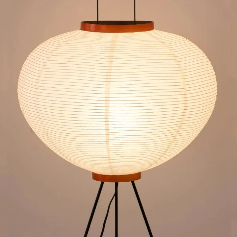 Noguchi Akari Style Rice Paper Floor Lamp in Vintage Minimalist Design